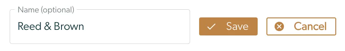 Mirah Collaborative Care Panels - Name input field with Save and Cancel buttons