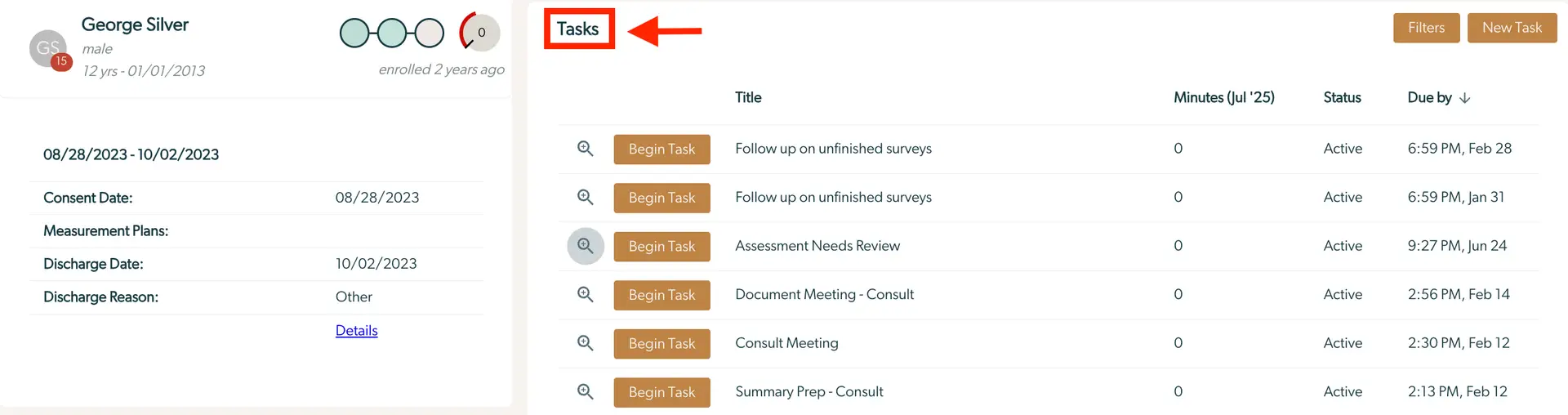 Mirah Collaborative Care - Patients - Tasks for George Silver