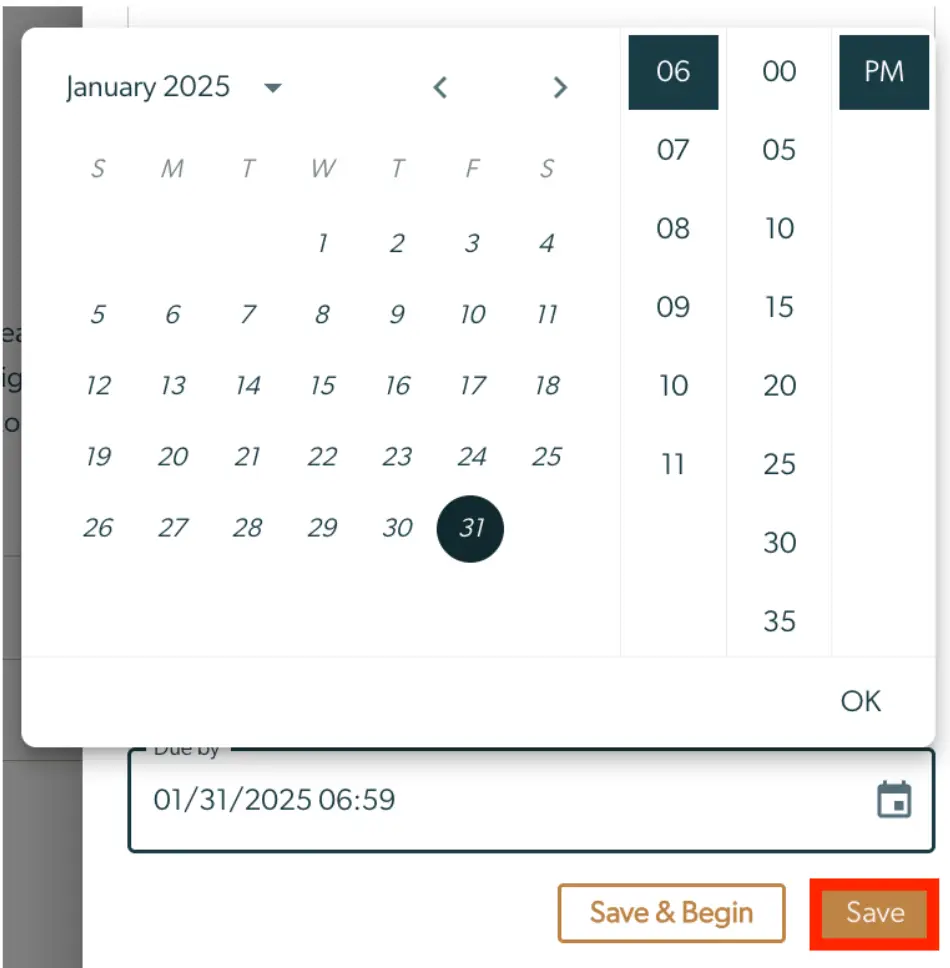 Mirah Collaborative Care - Tasks - Date and Time Selection for Time Entry Logs