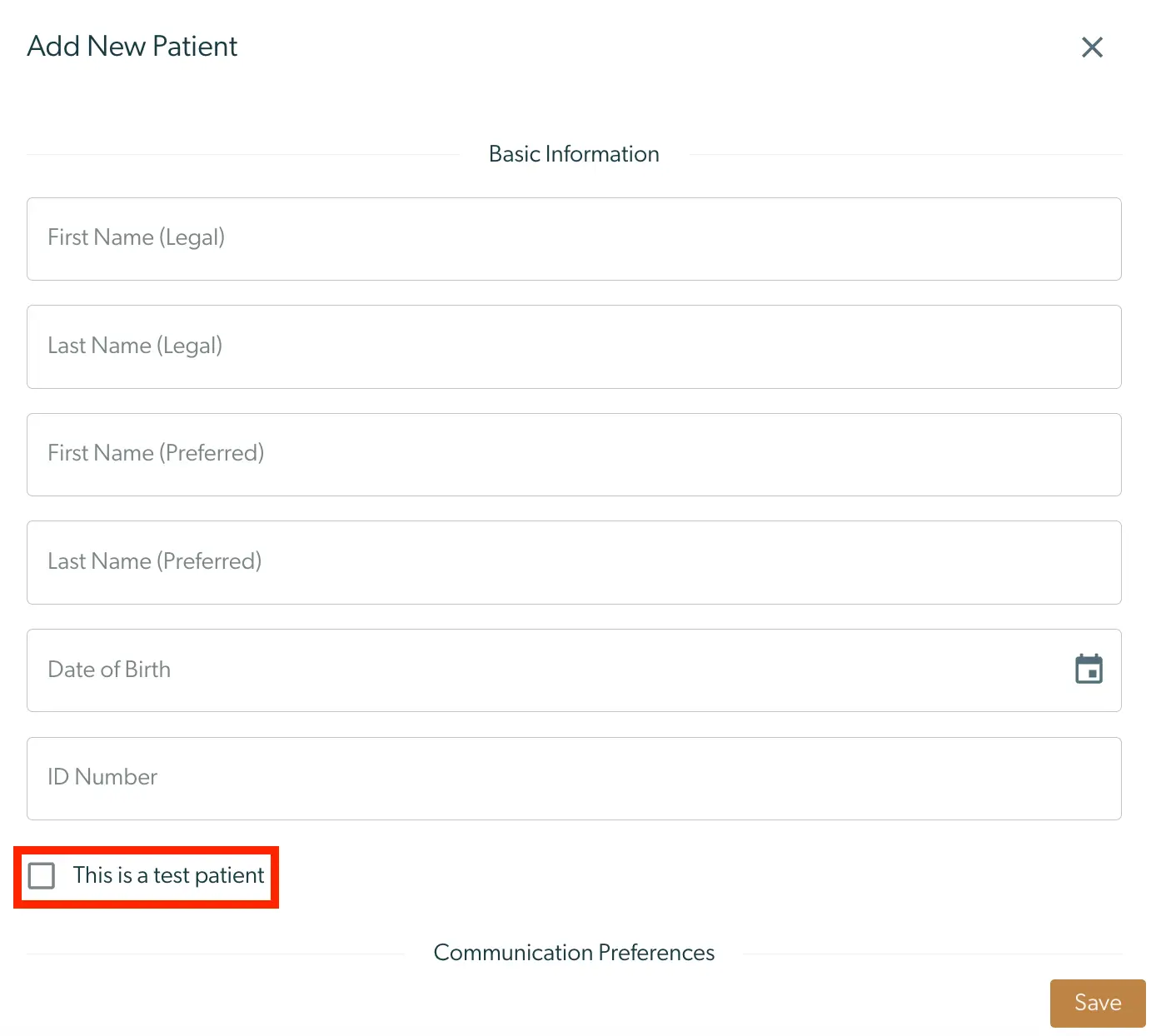 Mirah Collaborative Care - Add New Patient screen for entering basic patient information.