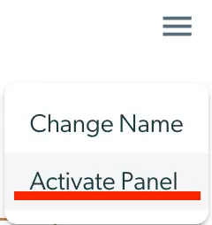 Mirah Collaborative Care Panels dropdown menu with options to Change Name and Activate Panel.