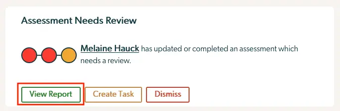 Mirah Collaborative Care Dashboard - Assessment Needs Review notification