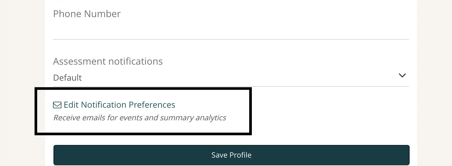 Mirah Collaborative Care user profile settings screen showing email notification preferences.