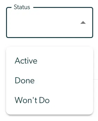 Mirah Collaborative Care Tasks Status Dropdown