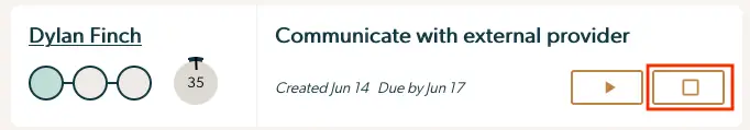 Mirah Collaborative Care Dashboard - Task for Dylan Finch: Communicate with external provider