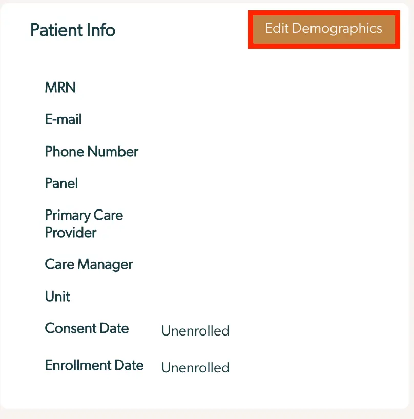 Mirah Collaborative Care - Patients - Test Patients - Patient Info