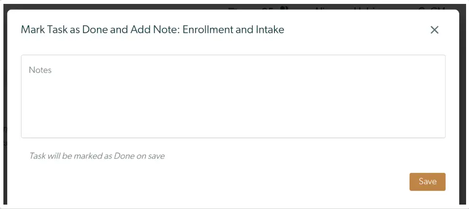 Mirah Collaborative Care - Tasks - Mark Task as Done and Add Note: Enrollment and Intake