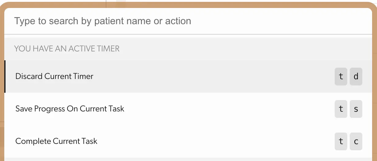 Mirah Collaborative Care vertical navigation command bar with active timer options