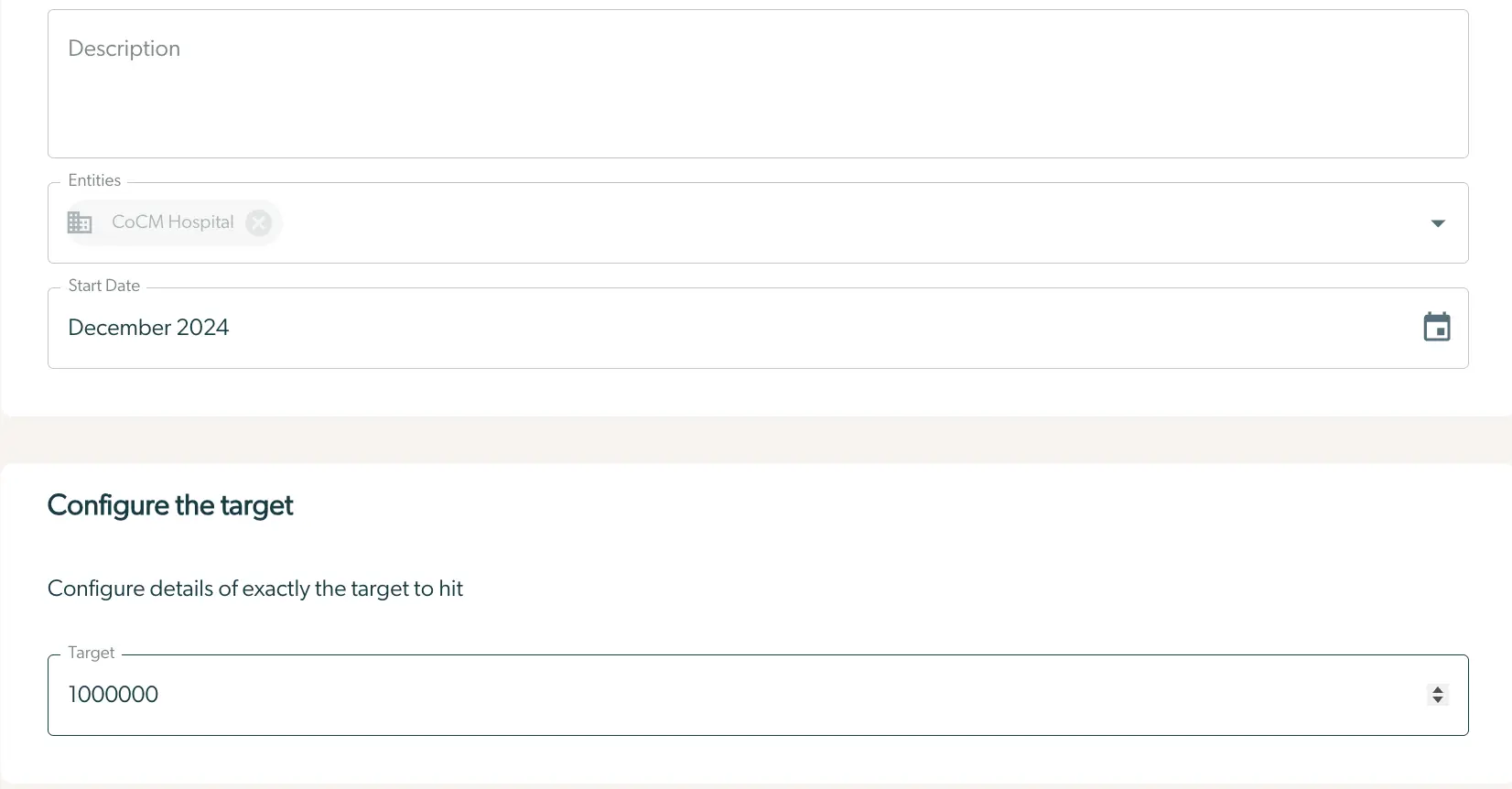 Mirah Collaborative Care - Managing Users - Configure Implementation Target Screen