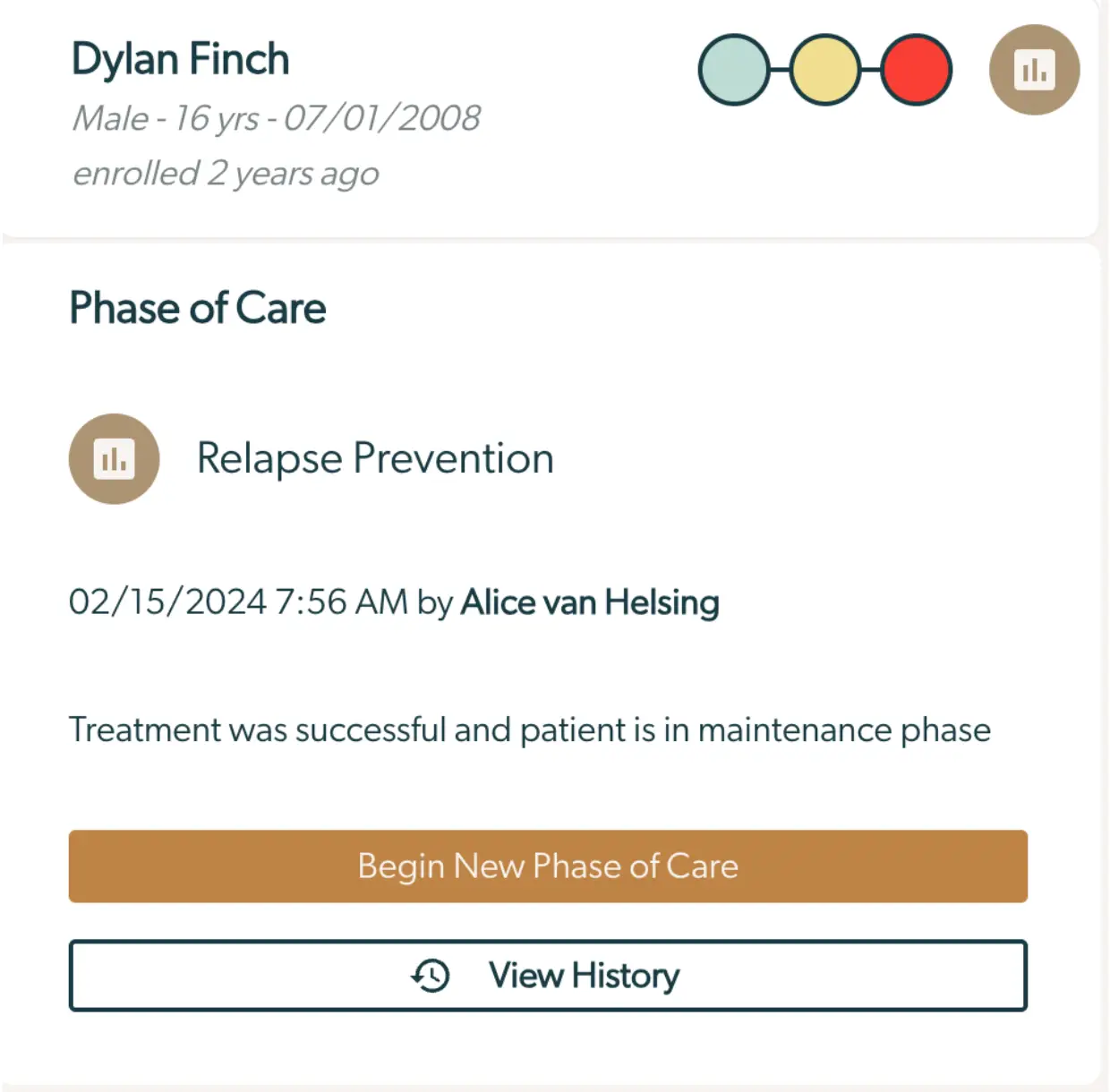 Mirah Collaborative Care - Phases of Care for Dylan Finch