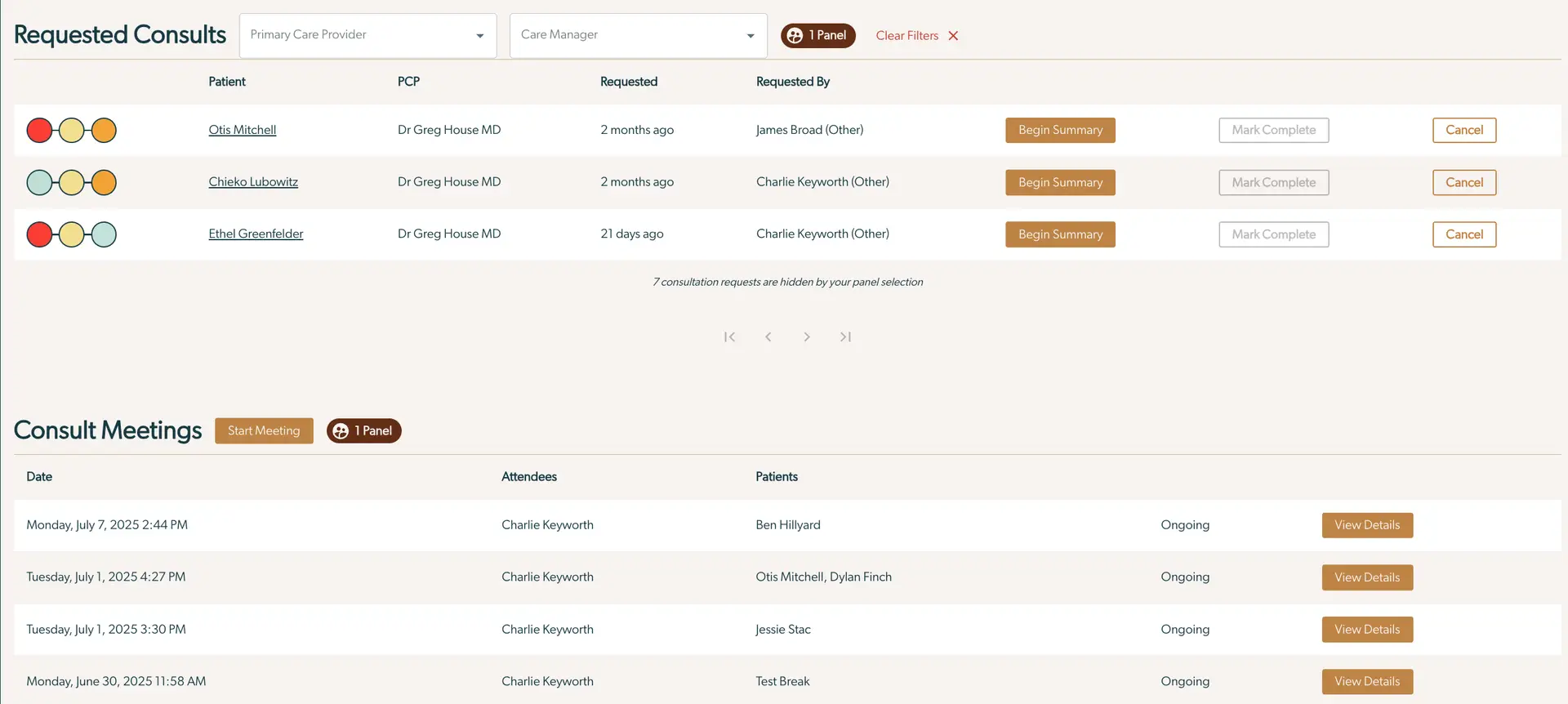 Mirah Collaborative Care Panels - How to Filter Data by Panel