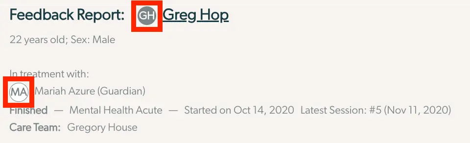 Mirah Collaborative Care Enhanced Feedback Report for Greg Hop